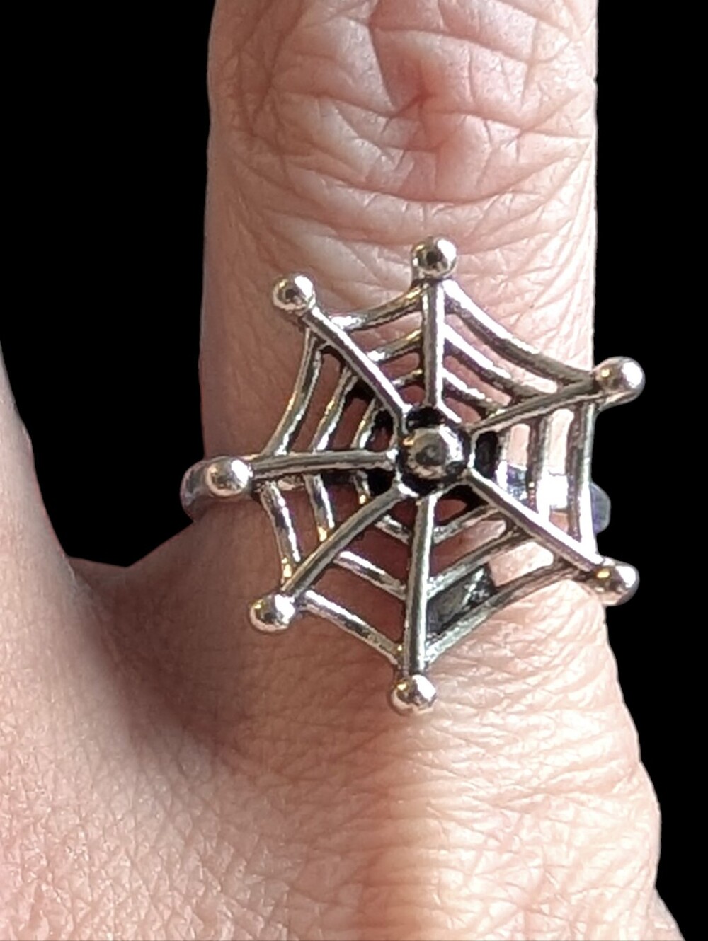 NWT Goth Punk Silver Spider Web Ring Size 6.5 Unisex